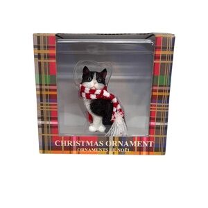 Sandicast American Shorthair Tuxedo Cat With Scarf Christmas Ornament New In Box